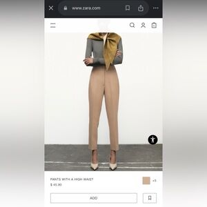 Zara, high-waisted pants, taupe brown, size small